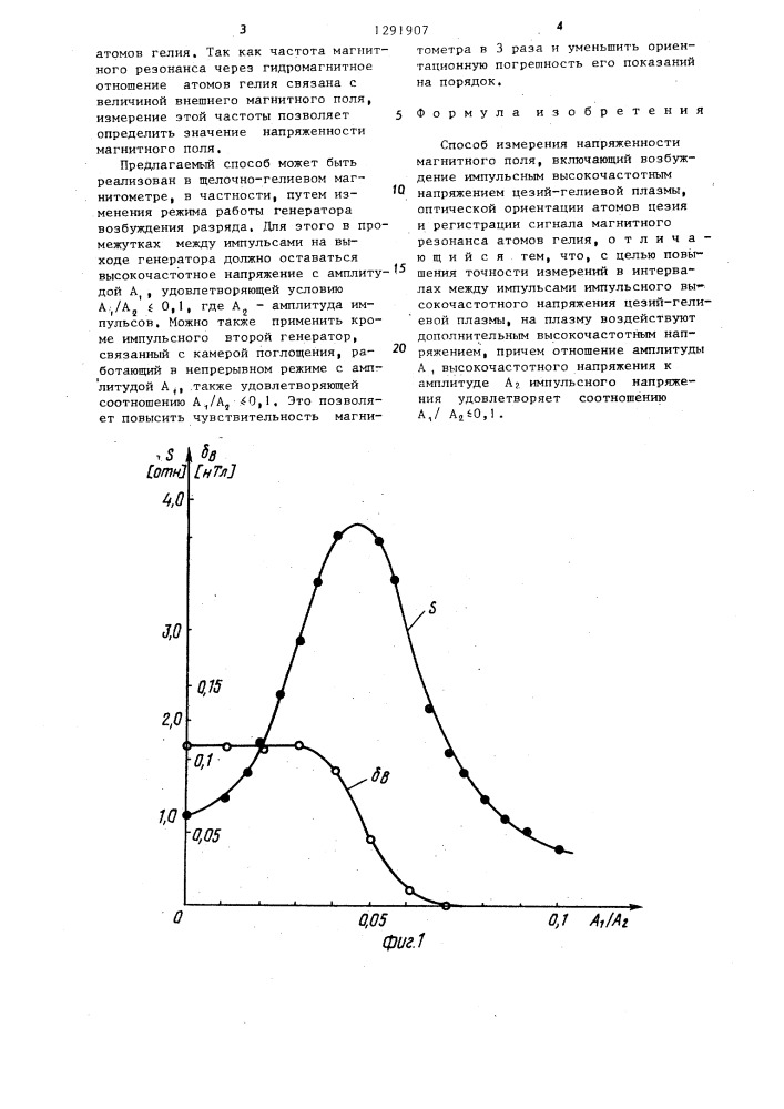 Способ измерения напряженности магнитного поля (патент 1291907)