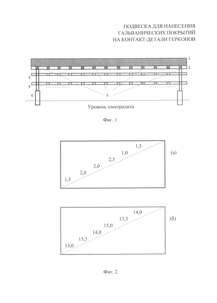Подвеска для нанесения гальванических покрытий на контакт-детали герконов (патент 2668240)