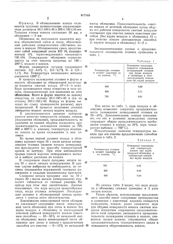 Способ очистки кокилей от облицовки (патент 617165)