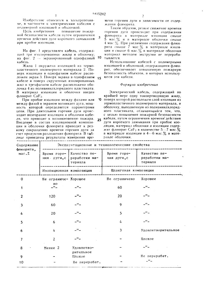 Электрический кабель (патент 1415242)