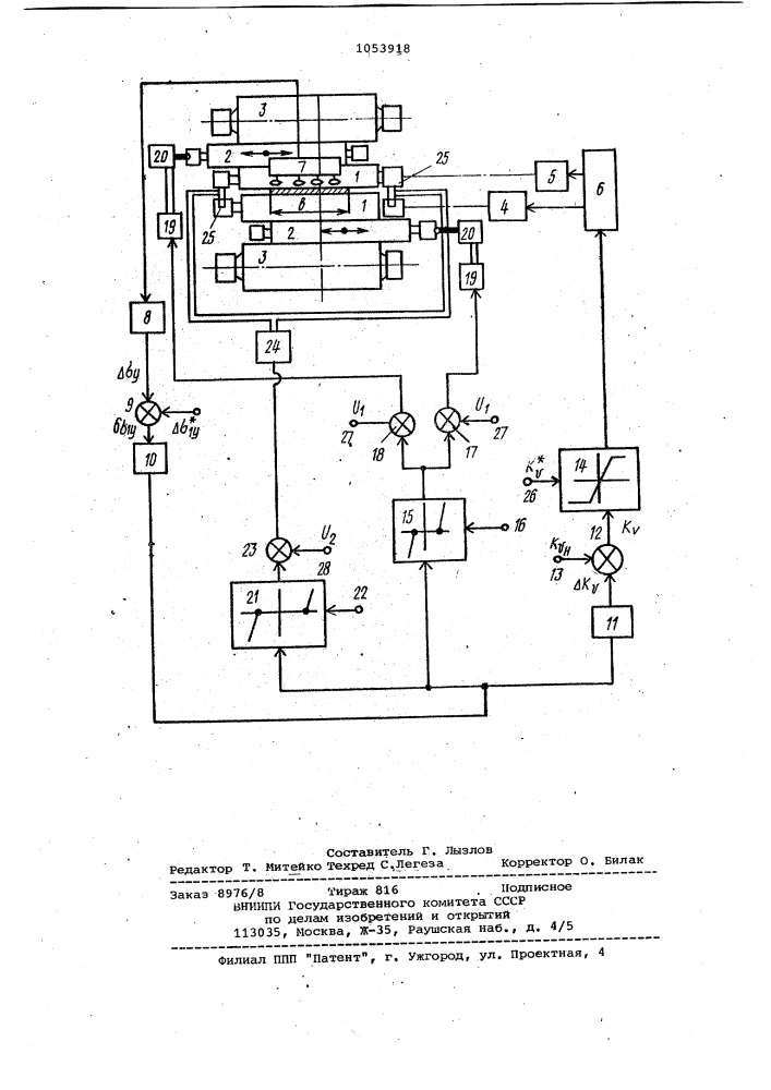 Устройство для автоматического регулирования формы полосы на стане (патент 1053918)