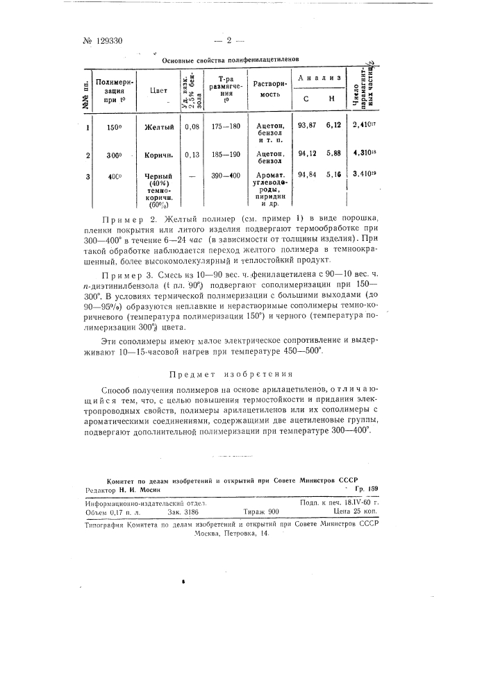 Способ получения полимеров (патент 129330)