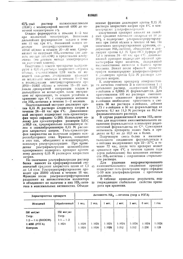 Способ получения поверхностногоантигена гепатита b (патент 818621)