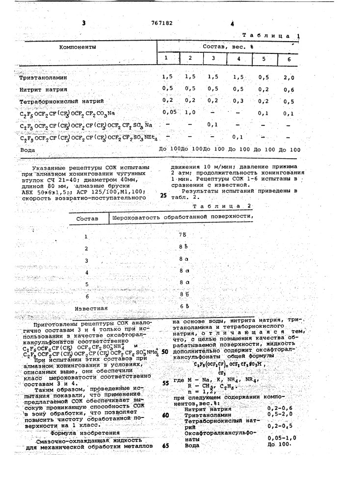 Смазочно-охлаждающая жидкость для механической обработки металлов (патент 767182)