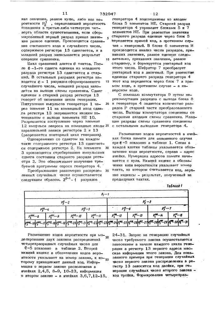 Стохастический генератор (патент 732947)
