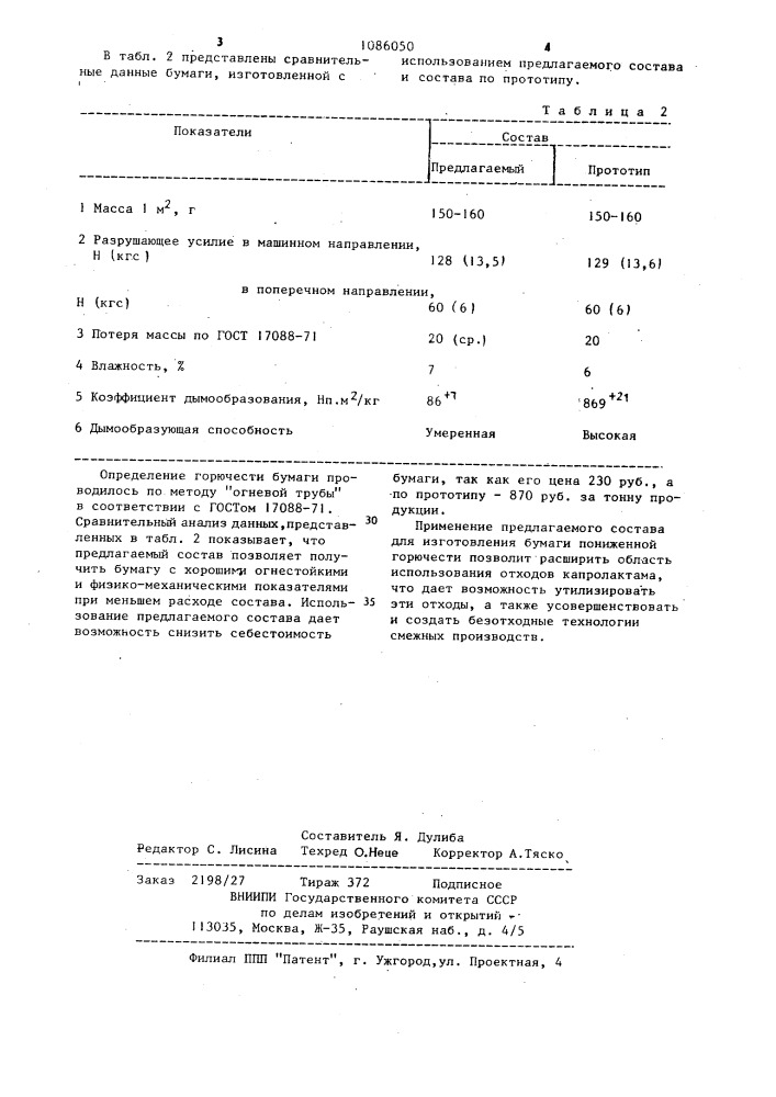 Состав для придания бумаге пониженной горючести (патент 1086050)