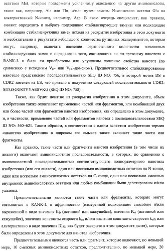 Аминокислотные последовательности, направленные на rank-l, и полипептиды, включающие их, для лечения заболеваний и нарушений костей (патент 2481355)