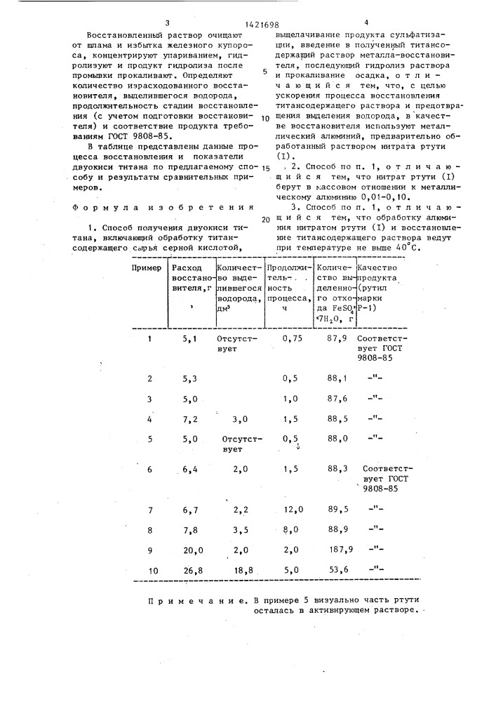 Способ получения двуокиси титана (патент 1421698)