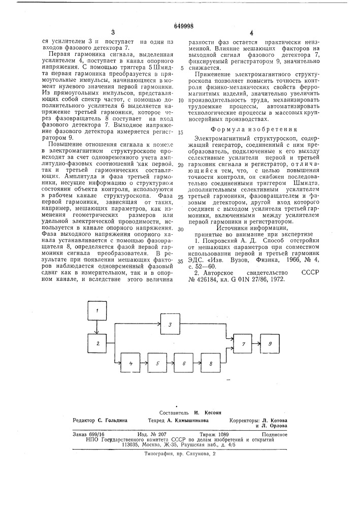 Электромагнитный структуроскоп (патент 649998)