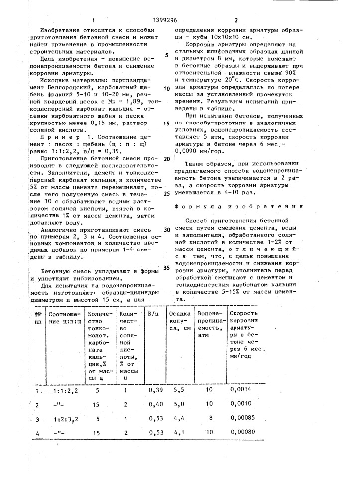 Способ приготовления бетонной смеси (патент 1399296)