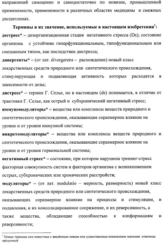 Состав, обладающий модуляторной активностью с соразмерным влиянием, фармацевтическая субстанция (варианты), применение фармацевтической субстанции, фармацевтическая и парафармацевтическая композиция (варианты), способ получения фармацевтических составов (патент 2480214)