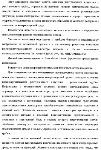 Рентгенофлуоресцентный анализатор скорости и состава компонентов газожидкостного потока (патент 2377548)