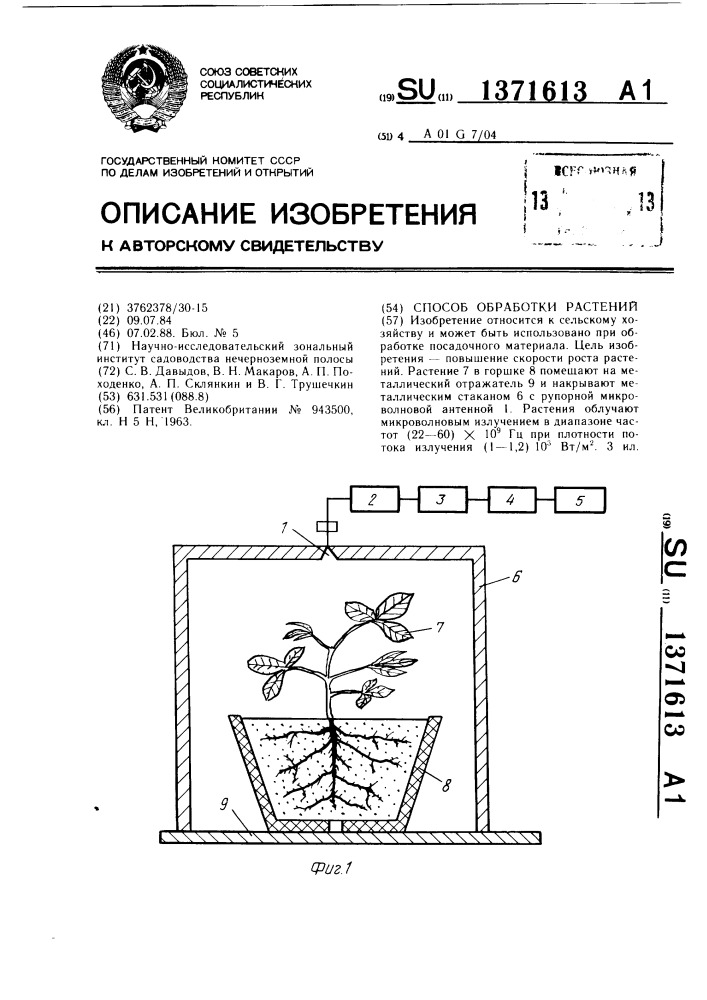 Способ обработки растений (патент 1371613)