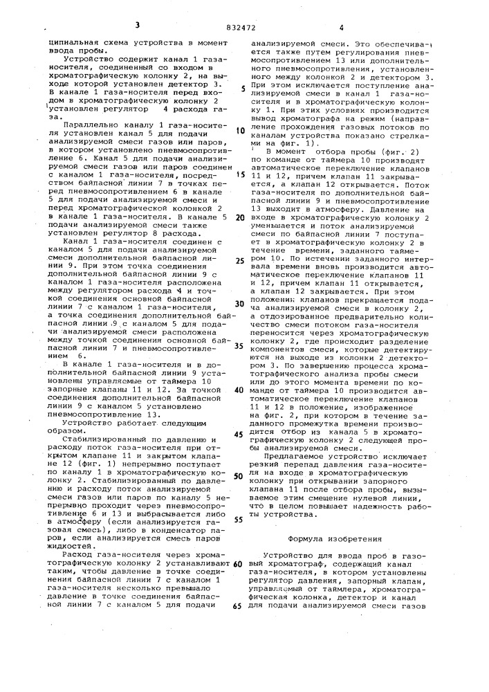 Устройство для ввода проб в газовый хро-матограф (патент 832472)