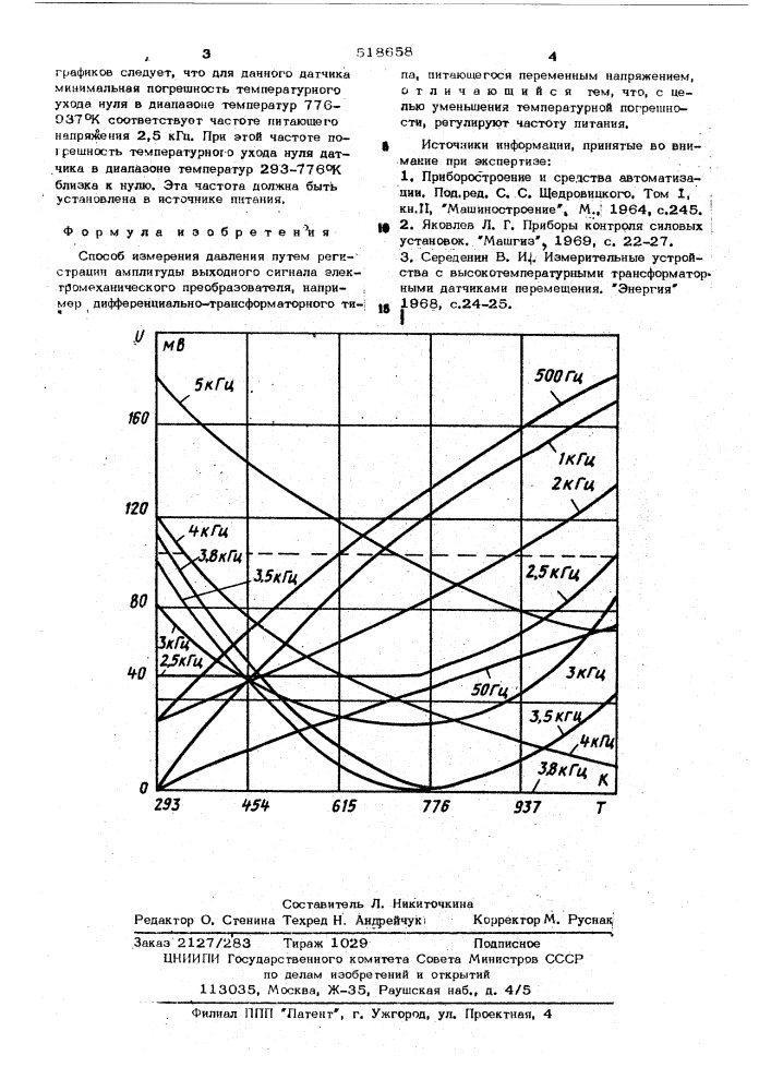 Способ измерения давления (патент 518658)