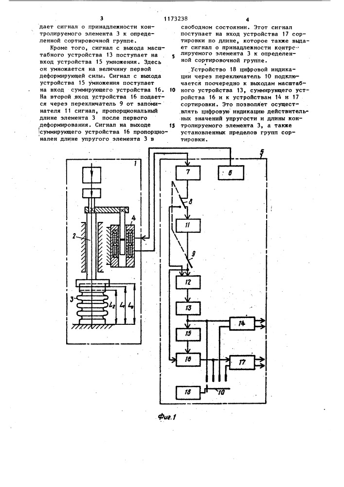 Установка для контроля упругости упругих элементов (патент 1173238)