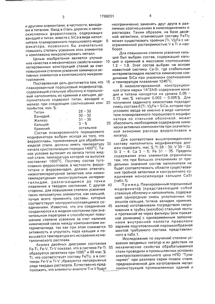 Плакированный порошковый модификатор (патент 1788031)