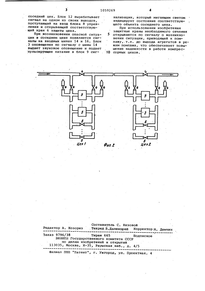 Система защиты последовательно включенных компрессорных цехов (патент 1059269)