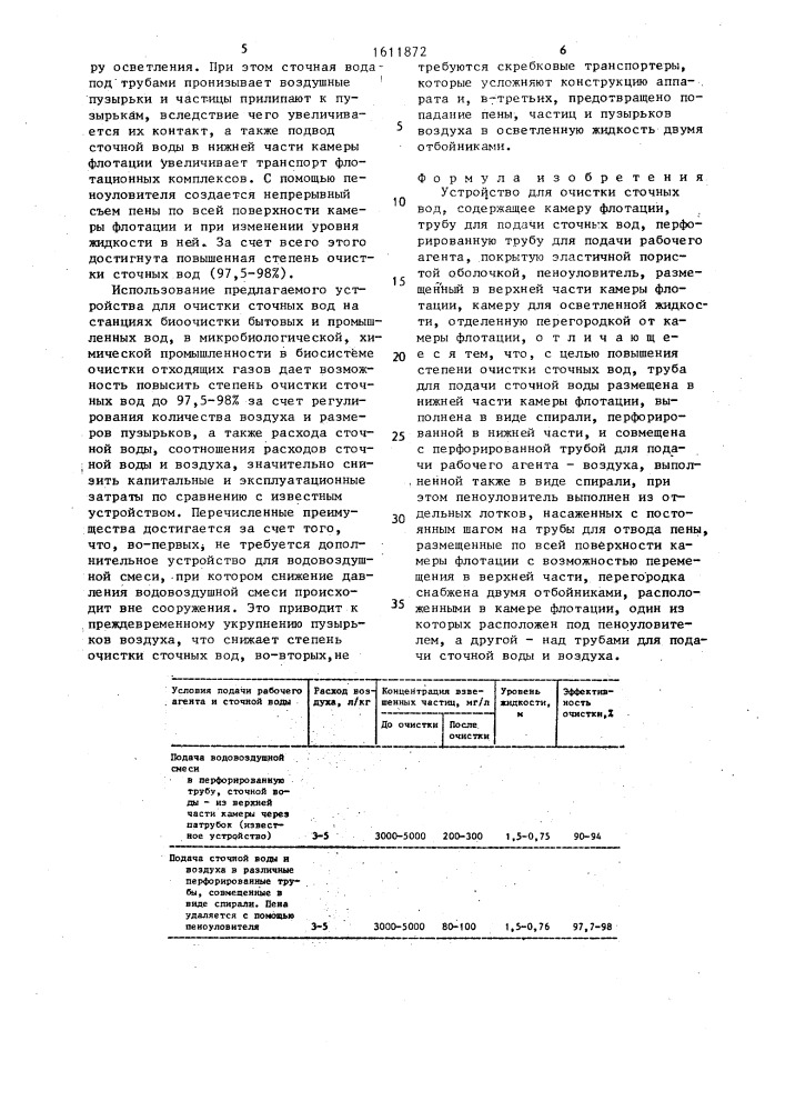 Устройство для очистки сточных вод (патент 1611872)