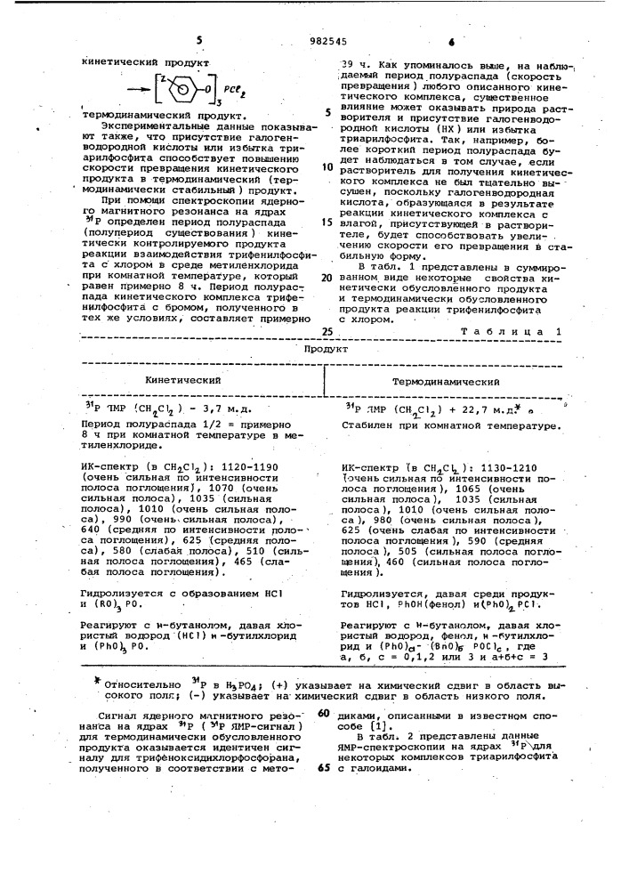 Способ получения комплексов триарилфосфита с галоидами (патент 982545)