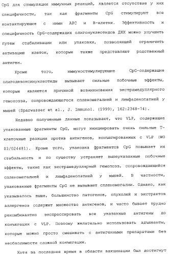 Композиции, содержащие cpg-олигонуклеотиды и вирусоподобные частицы, для применения в качестве адъювантов (патент 2322257)