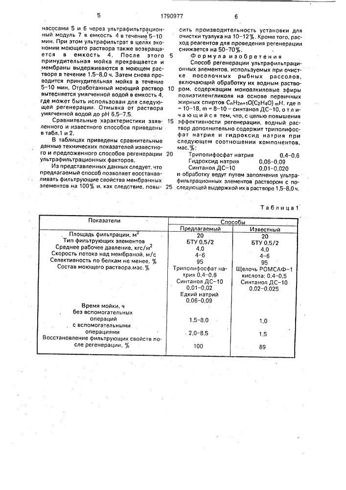 Способ регенерации ультрафильтрационных элементов (патент 1790977)