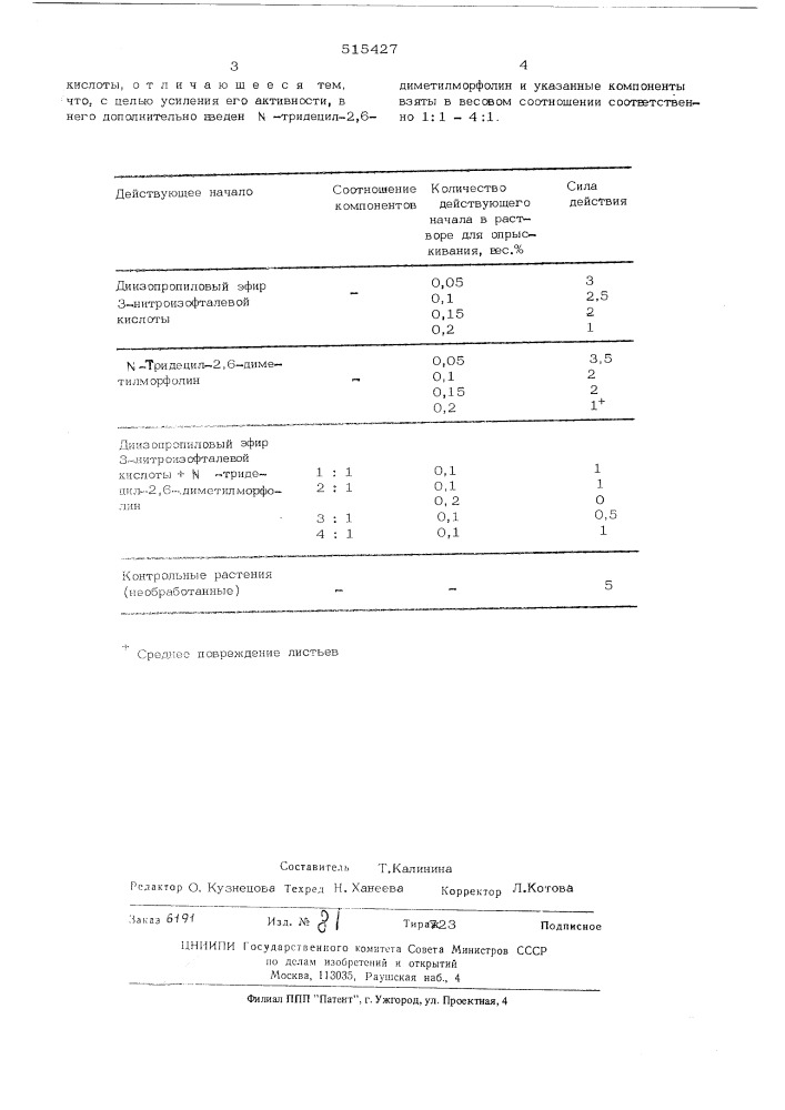 Фунгицидное средство (патент 515427)