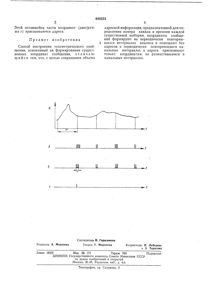 Способ построения телеметрического сообщения (патент 440553)