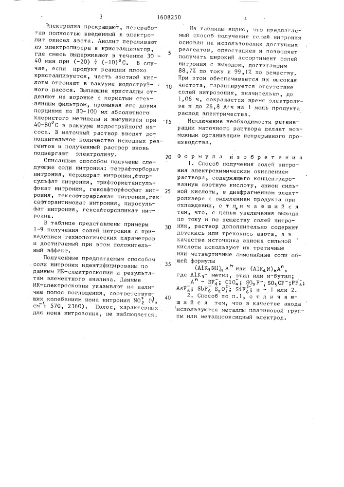 Способ получения солей нитрония (патент 1608250)