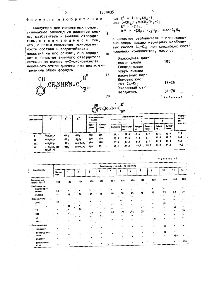 Связующее для монолитных полов (патент 1700035)