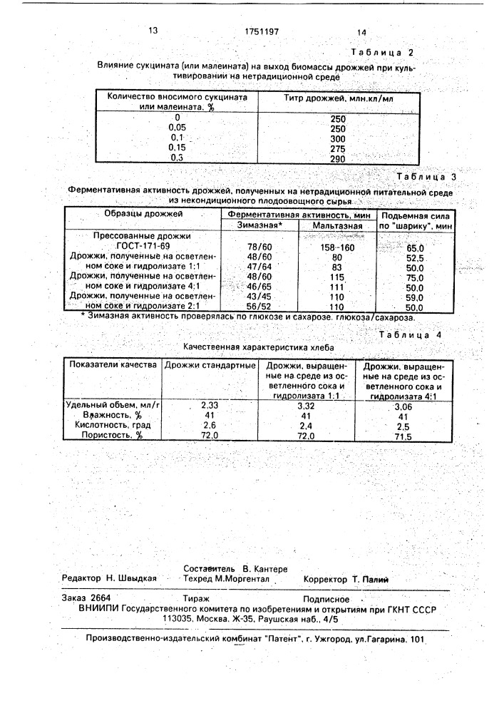 Способ получения дрожжей (патент 1751197)