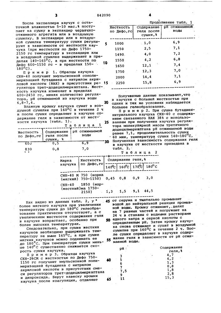 Способ управления процессом сушкибутадиеннитрильных каучуков (патент 842090)