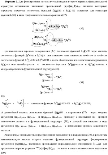 Способ формирования аргументов аналоговых сигналов частичных произведений [ni]&amp;[mj]f(h) cd аргументов сомножителей &#177;[mj]f(2n) и &#177;[ni]f(2n) - &quot;дополнительный код&quot; в пирамидальном умножителе f ( cd ) для последующего логического дешифрирования f1(cd ) и формирования результирующей суммы в формате &#177;[s ]f(2n) - &quot;дополнительный код&quot; и функциональная структура для его реализации (варианты русской логики) (патент 2473955)