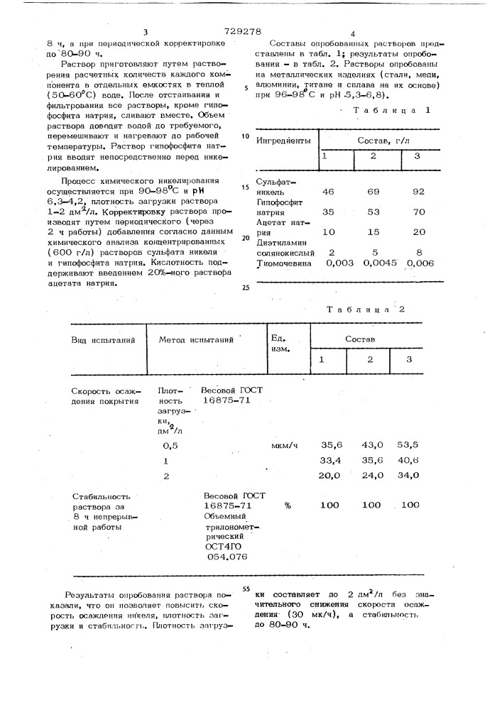 Раствор для химического никелирования (патент 729278)