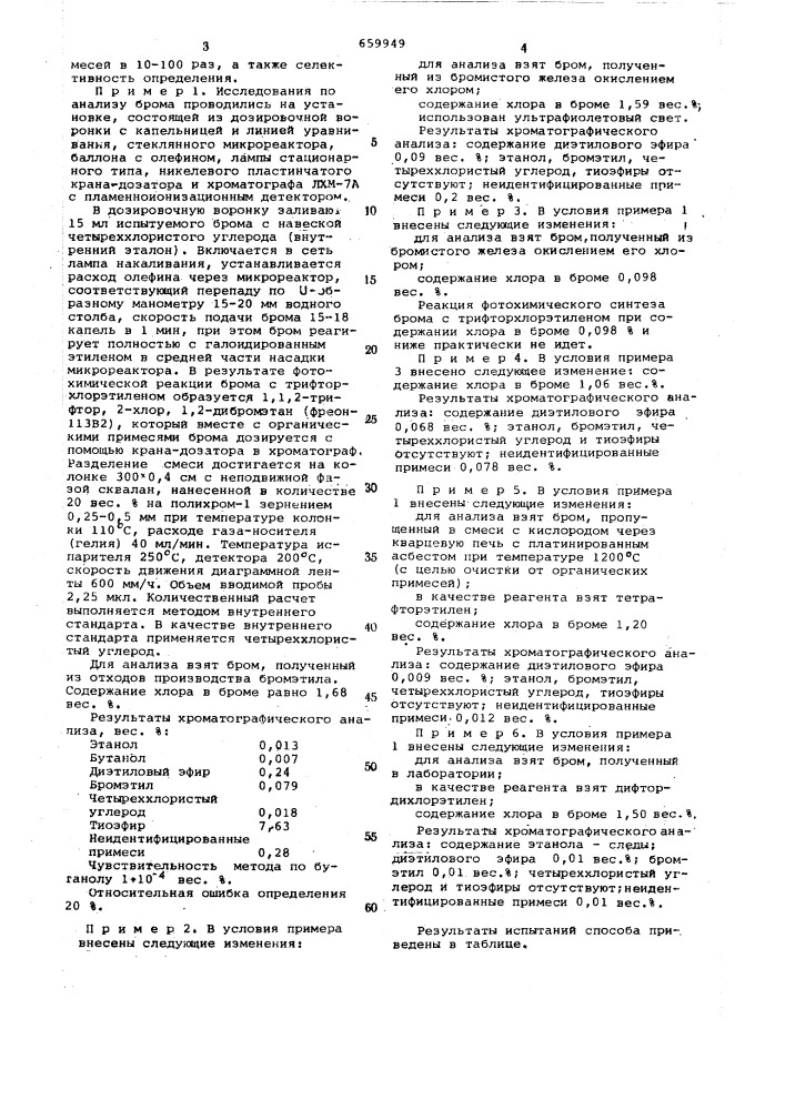 Способ количественного определения органических соединений в броме (патент 659949)