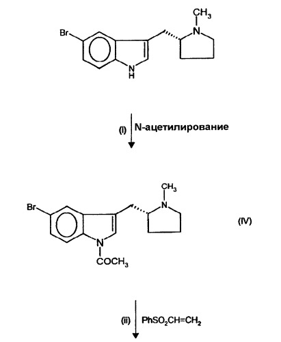 Способ получения (r)-5-(2-бензолсульфонилэтил)-3-n-метилпирролидин-2-илметил)-1н- индола (патент 2256660)