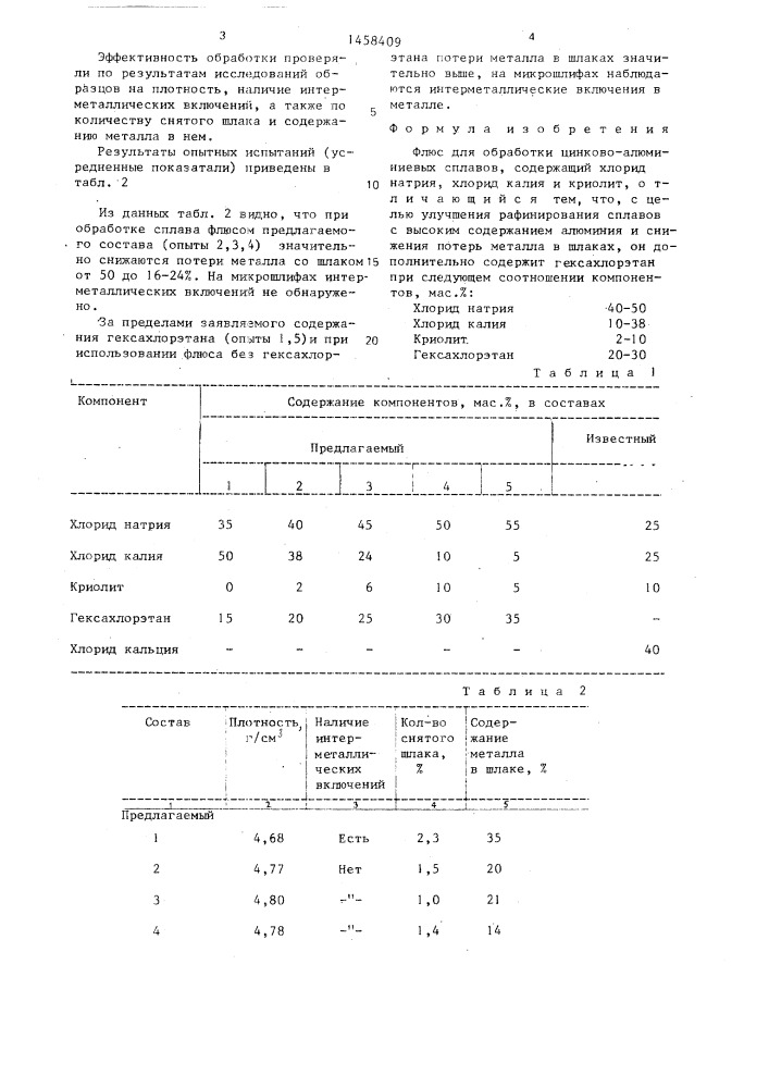 Флюс для обработки цинково-алюминиевых сплавов (патент 1458409)