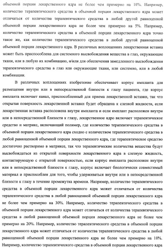 Лекарственные ядра для замедленного высвобождения терапевтических средств (патент 2478366)