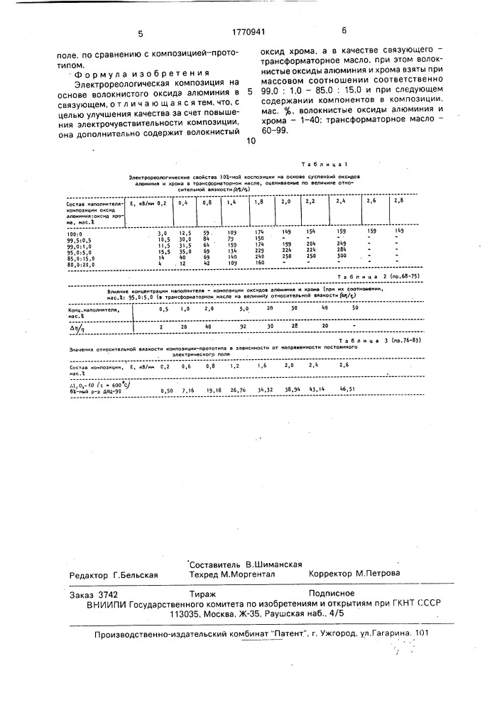 Электрореологическая композиция (патент 1770941)