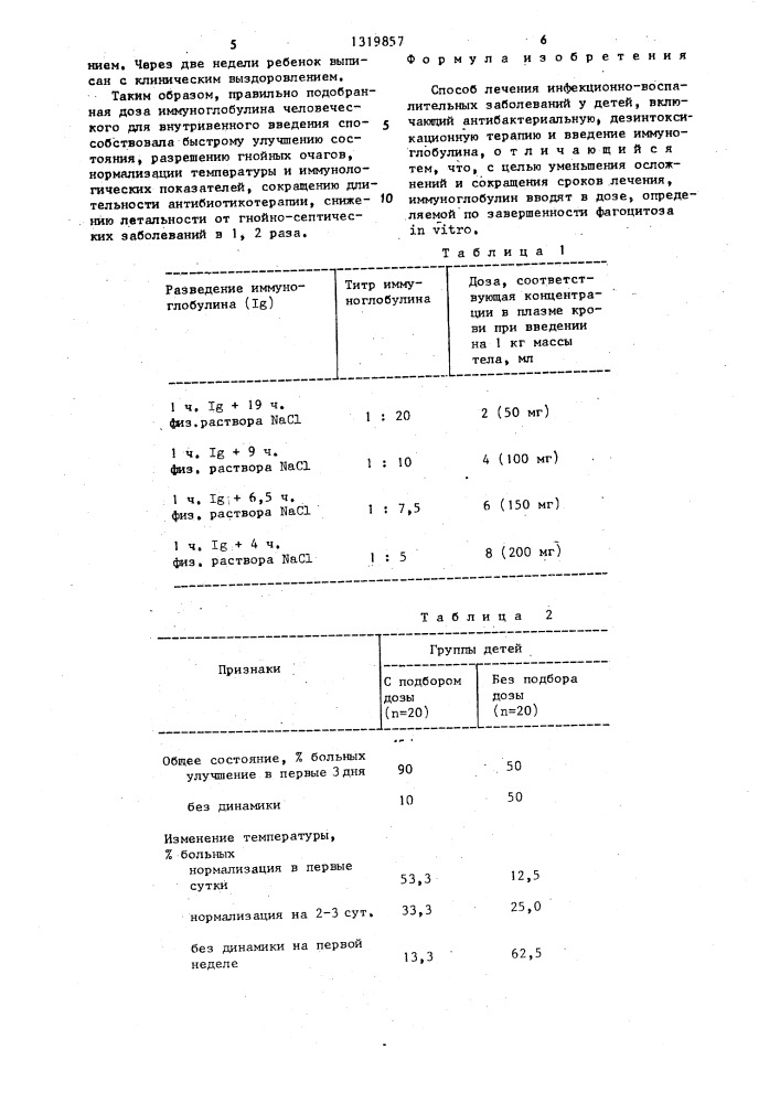 Способ лечения инфекционно-воспалительных заболеваний у детей (патент 1319857)