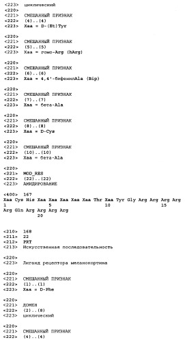 Лиганды рецепторов меланокортинов (патент 2401841)