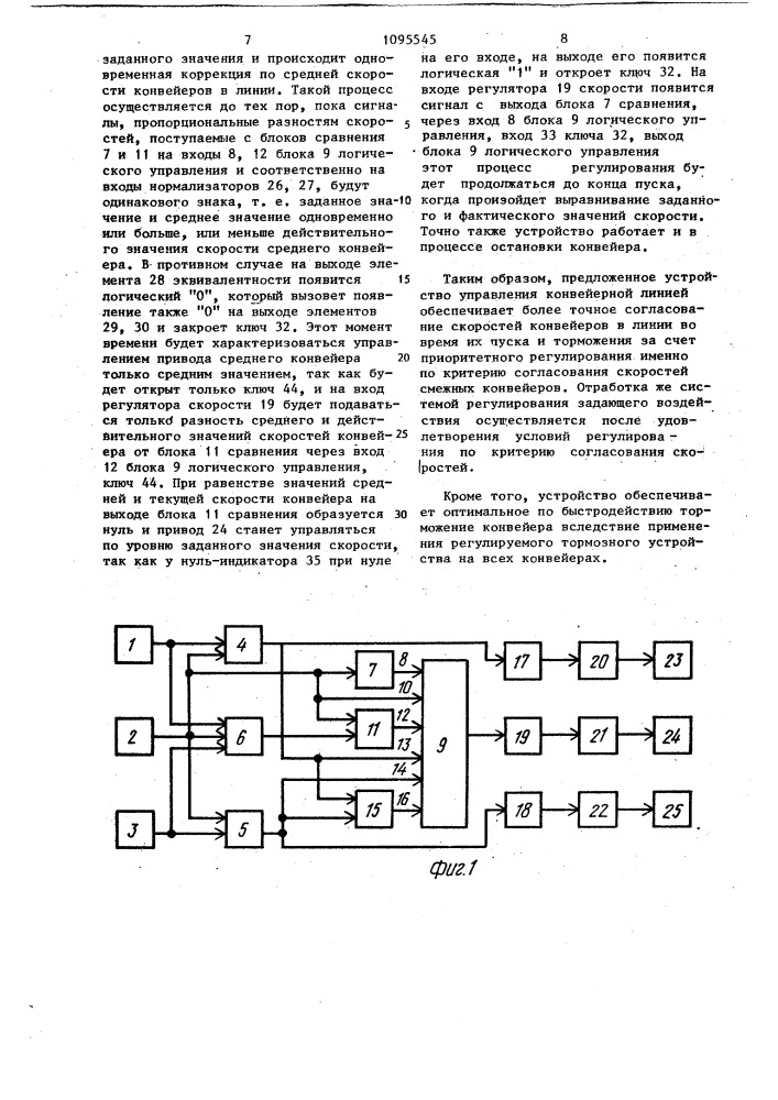 Устройство для управления конвейерной линией (патент 1095545)