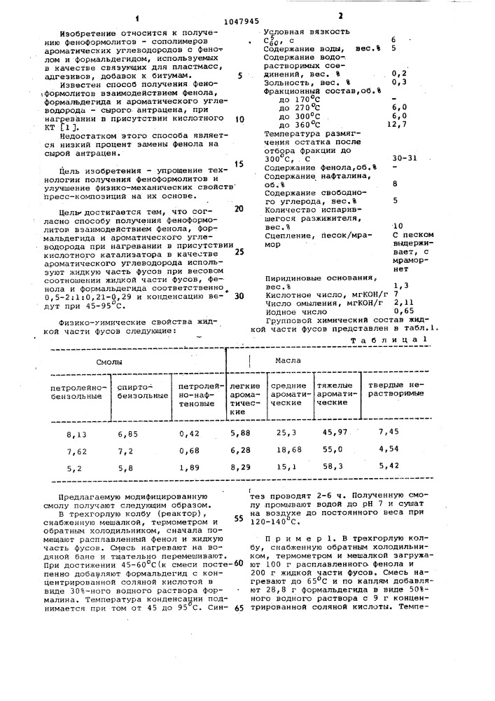 Способ получения феноформолитов (патент 1047945)