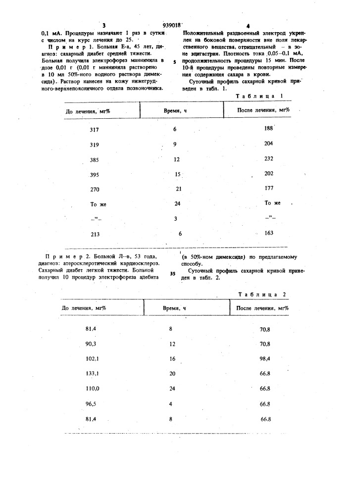 Способ лечения сахарного диабета (патент 939018)