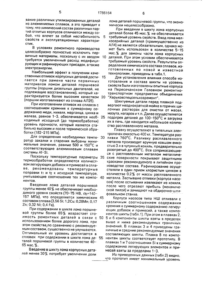Способ изготовления деталей из алюминиевых сплавов и шихта для выплавки алюминиевых сплавов (патент 1786164)