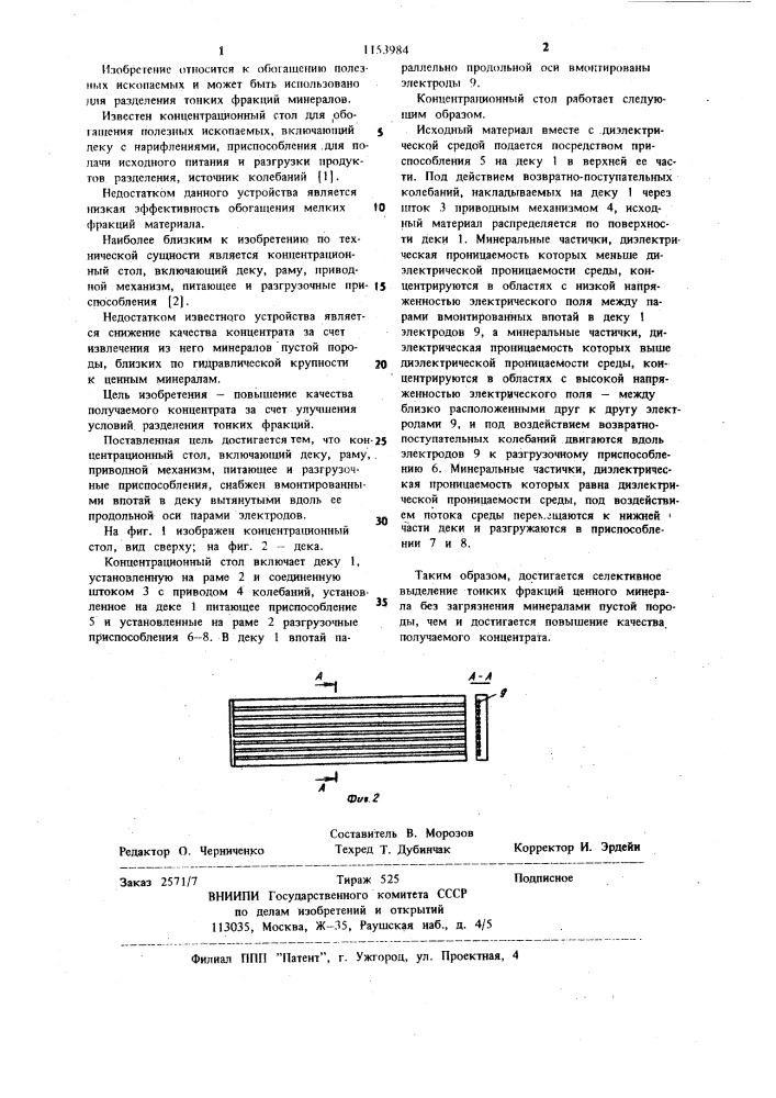 Концентрационный стол (патент 1153984)