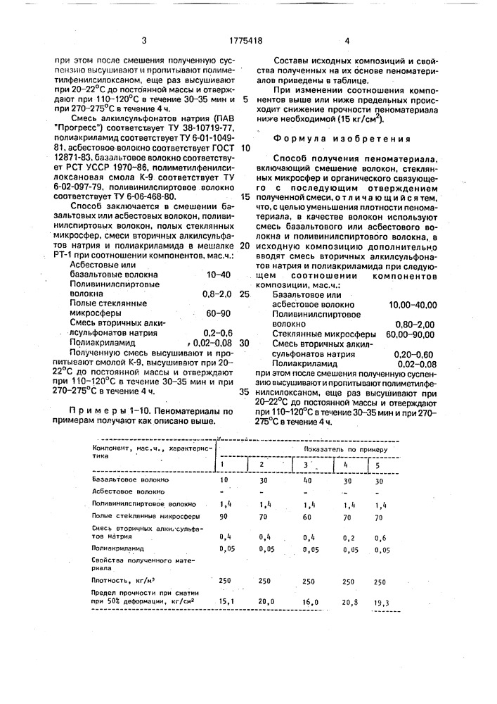 Способ получения пеноматериала (патент 1775418)