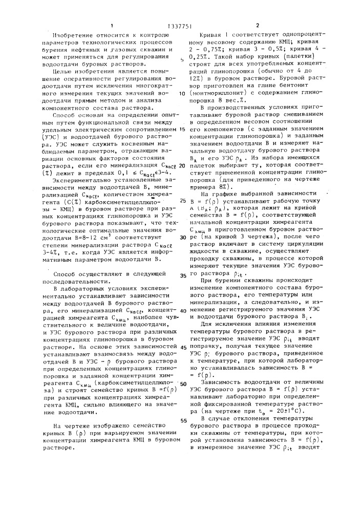 Способ регулирования водоотдачи бурового раствора (патент 1337751)