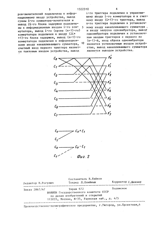Устройство для преобразования по функциям хаара (патент 1322310)
