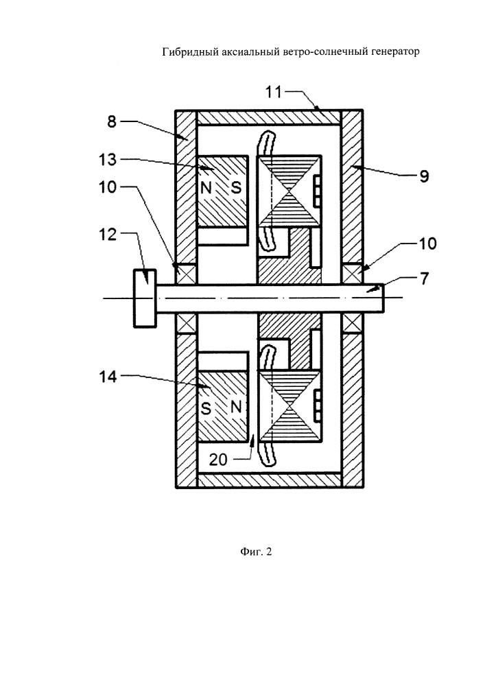 Гибридный аксиальный ветро-солнечный генератор (патент 2633376)